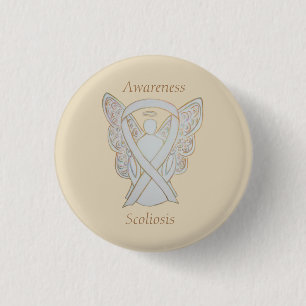 Scoliosis Awareness Angel White Ribbon Art Pin