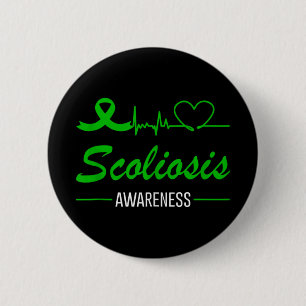 Scoliosis Awareness Love Heartbeat Green Ribbon Su 6 Cm Round Badge