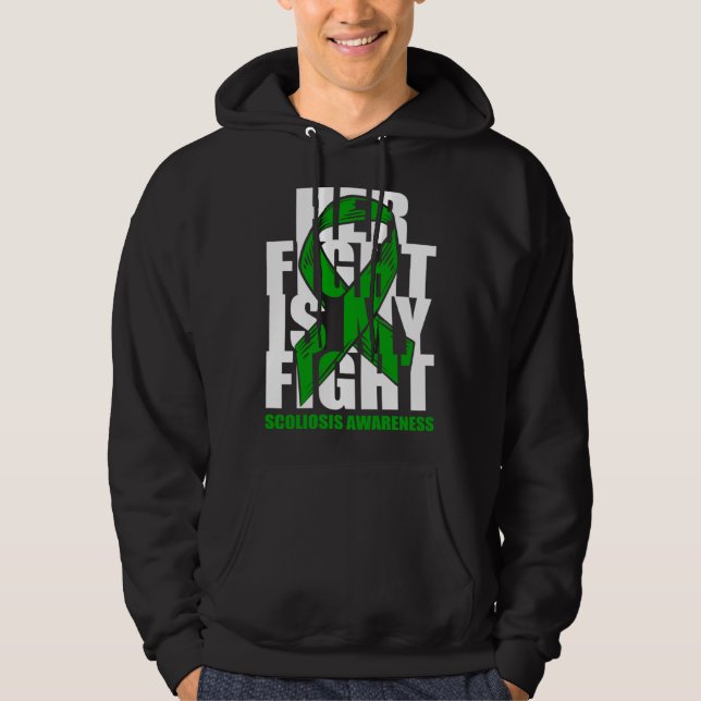 Scoliosis Awareness Month June Green Ribbon Her Fi Hoodie (Front)