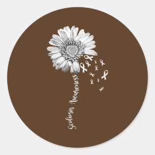 Scoliosis Awareness Pretty Flower Support Classic Round Sticker