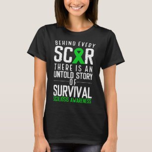 Scoliosis Awareness Scar Back Surgery Green Ribbon T-Shirt