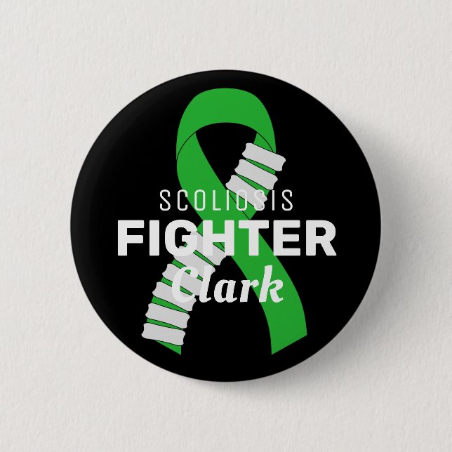 Scoliosis Fighter Ribbon Black Button (Front)