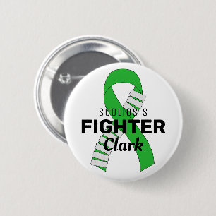 Scoliosis Fighter Ribbon White Button
