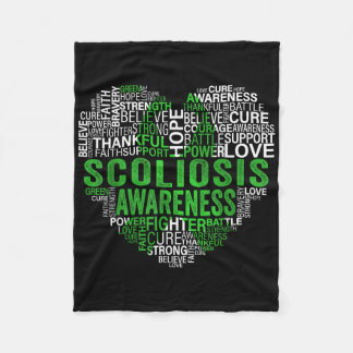 Scoliosis Green Ribbon Awareness Support Fleece Blanket