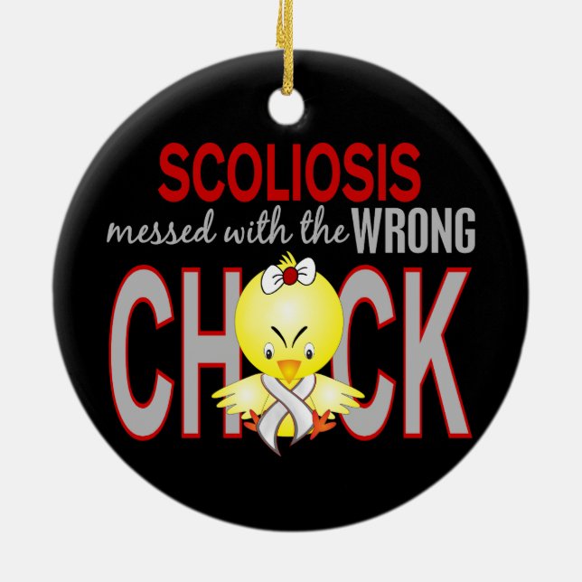 Scoliosis Messed With Wrong Chick Ceramic Tree Decoration (Back)