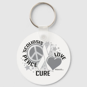 Scoliosis Peace Love Cure Key Ring