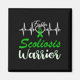 Scoliosis Warrior Heartbeat Fight Green Ribbon Lov Magnet