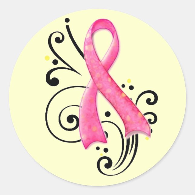 Scoll Pink Ribbon Sticker (Front)