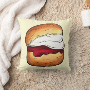 Scone Clotted Cream Jam Tea Shoppe British Food Cushion