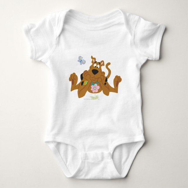 Scooby-Doo Admiring Flower Baby Bodysuit (Front)