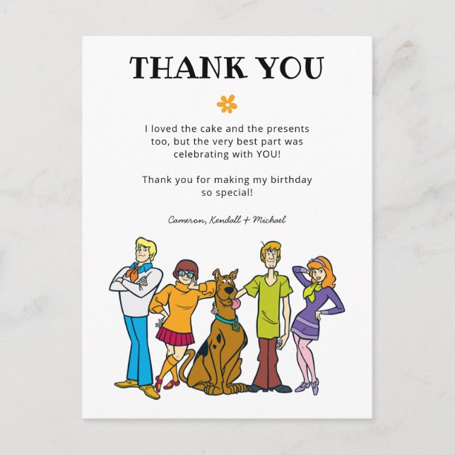 Scooby-Doo and the Gang Birthday Thank You Postcard (Front)