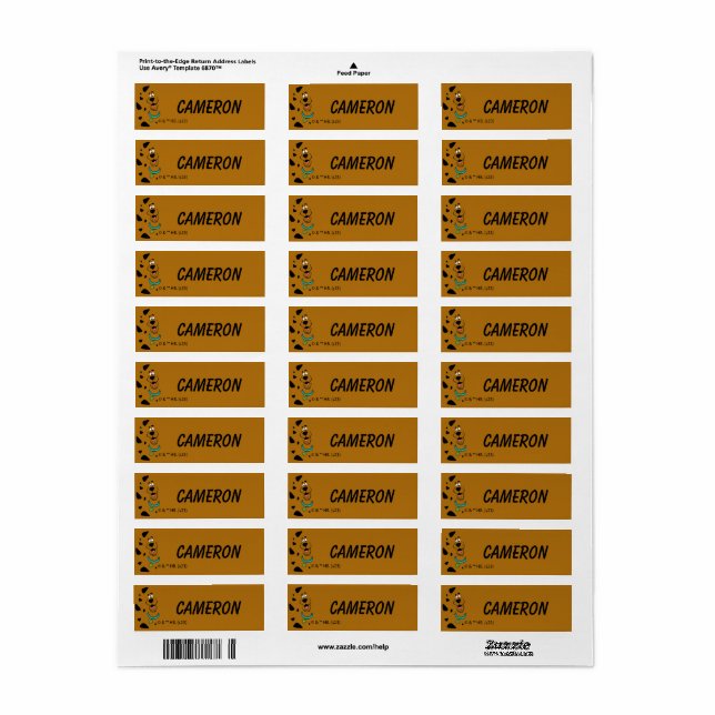 Scooby-Doo Camouflage Kids' Labels (Full Sheet)