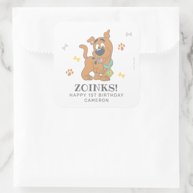 Scooby-Doo First Birthday Square Sticker (Bag)