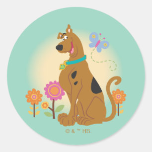 Scooby-Doo Following Butterfly Classic Round Sticker