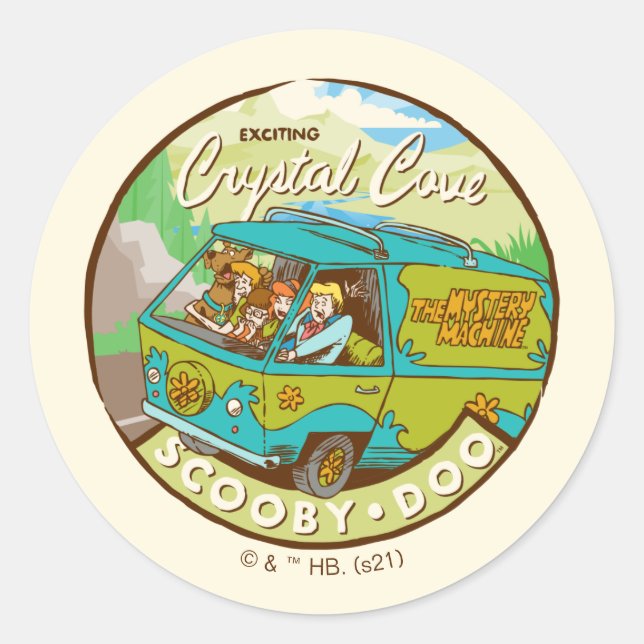 Scooby-Doo | Gang Driving Through "Crystal Cove" Classic Round Sticker (Front)