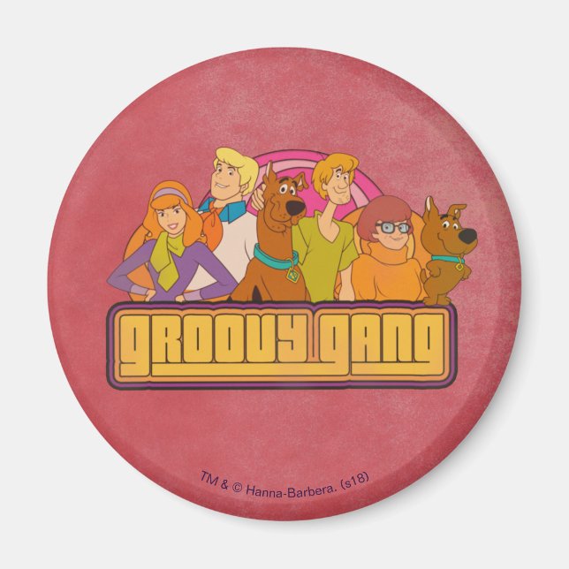 Scooby-Doo | "Groovy Gang" Retro Cartoon Graphic Magnet (Front)