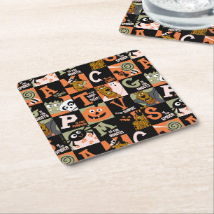 Scooby-Doo   Halloween Pattern Square Paper Coaster