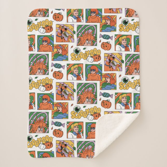 Scooby-Doo Halloween Photos Pattern Sherpa Blanket (Front)