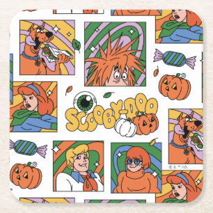 Scooby-Doo Halloween Photos Pattern Square Paper Coaster