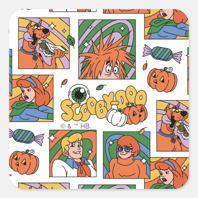 Scooby-Doo Halloween Photos Pattern Square Sticker (Front)