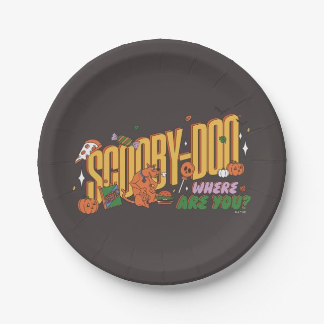 Scooby-Doo Halloween Snack Logo Paper Plate (Front)