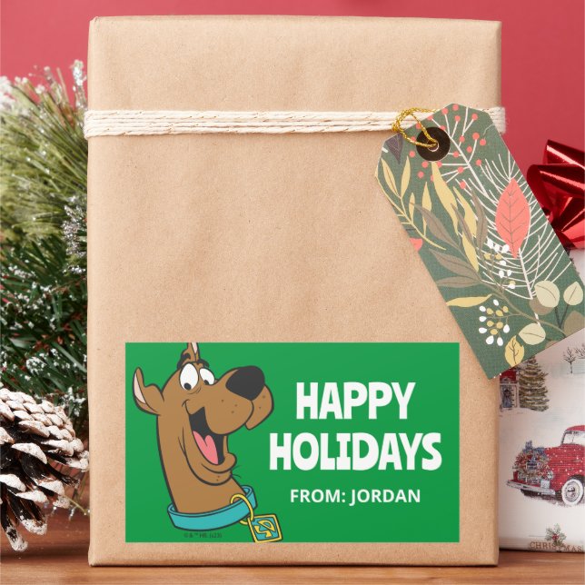 Scooby-Doo Happy Face | Personalised Rectangular Sticker (Holiday)