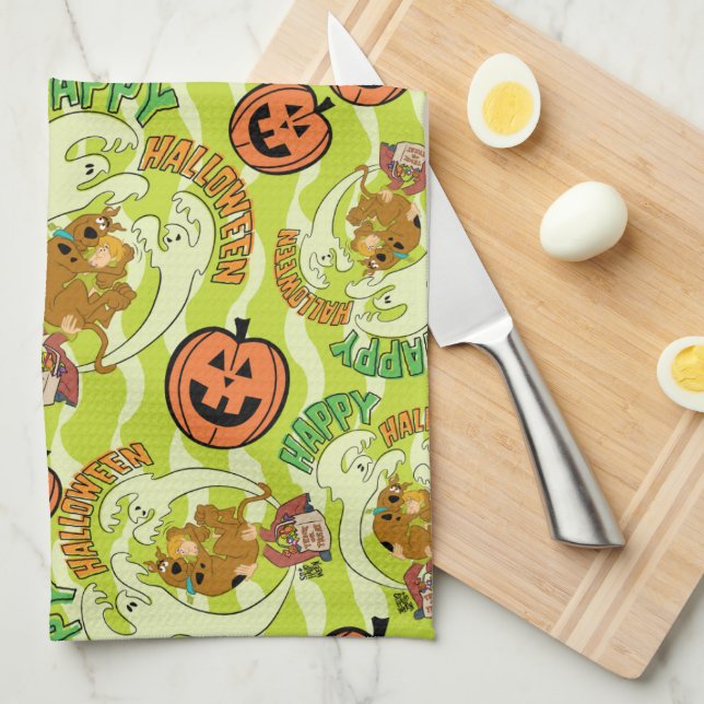 Scooby-Doo | Happy Halloween Pattern Tea Towel (Quarter Fold)