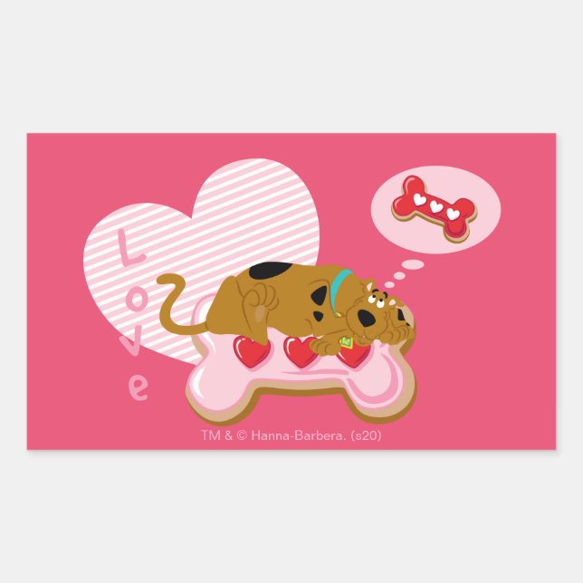 Scooby-Doo - Heart Decorated Scooby Snacks Rectangular Sticker (Front)