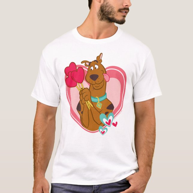 Scooby-Doo Holding Heart Lolipops T-Shirt (Front)