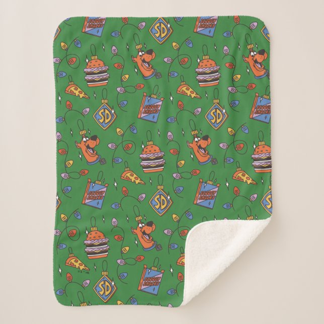 Scooby-Doo Holiday Snack Lights Pattern Sherpa Blanket (Front)
