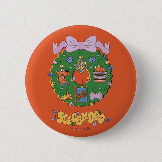 Scooby-Doo Holiday Snack Wreath Graphic 6 Cm Round Badge (Front)