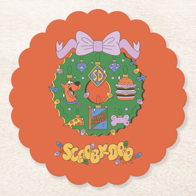 Scooby-Doo Holiday Snack Wreath Graphic Paper Coaster (Front)