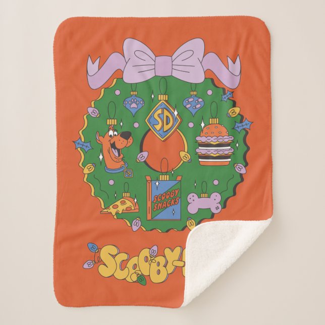 Scooby-Doo Holiday Snack Wreath Graphic Sherpa Blanket (Front)