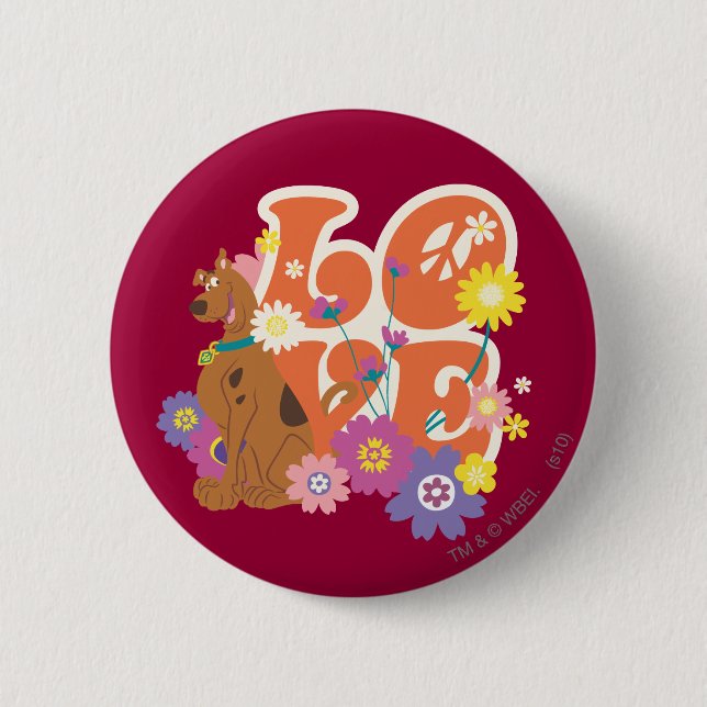 Scooby-Doo "Love" 6 Cm Round Badge (Front)