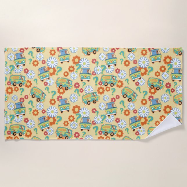 Scooby-Doo Mystery Machine Flower Pattern Beach Towel (Front)