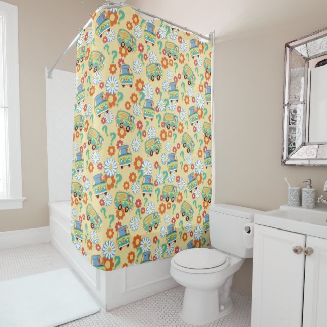 Scooby-Doo Mystery Machine Flower Pattern Shower Curtain (In Situ)