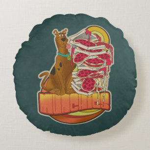 Scooby-Doo   Pile of Pizza "Munchies" Graphic Round Cushion