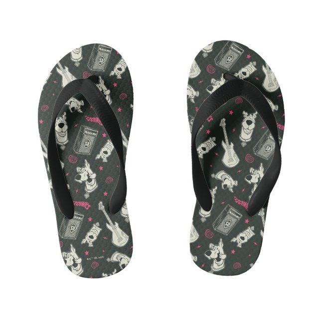 Scooby-Doo Punk Guitar and Amp Pattern Kid's Thongs (Footbed)