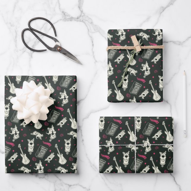 Scooby-Doo Punk Guitar and Amp Pattern Wrapping Paper Sheet (Front)