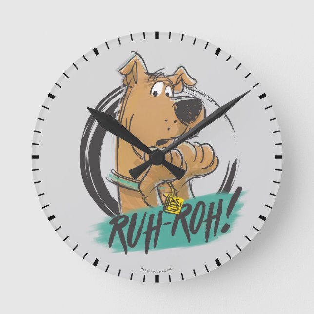 Scooby-Doo "Ruh Roh!" Marker Sketch Round Clock (Front)