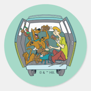 Scooby-Doo & Shaggy In Mystery Machine Classic Round Sticker