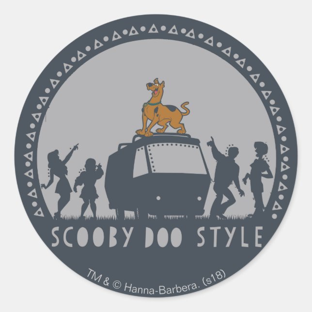 Scooby-Doo Style Tribal Van Silhouette Classic Round Sticker (Front)