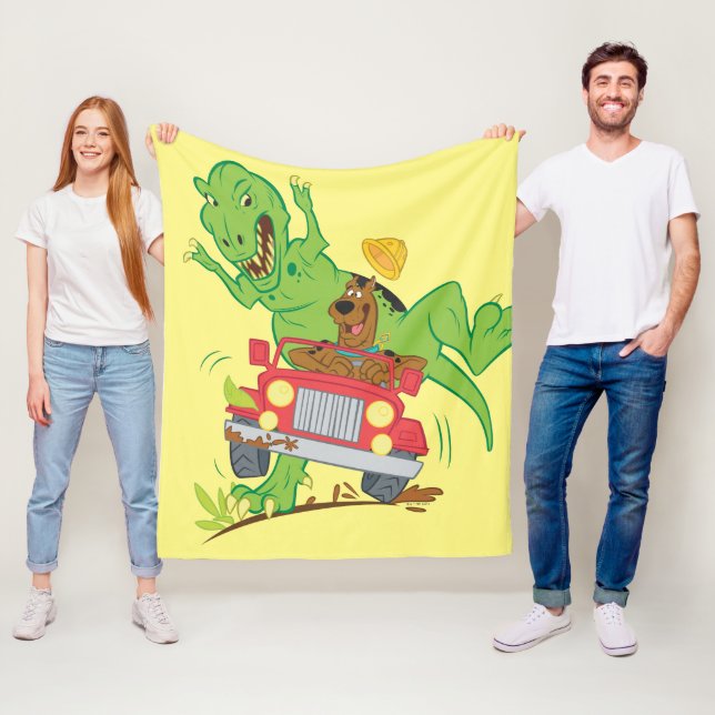 Scooby-Doo T-Rex Attack Fleece Blanket (In Situ)