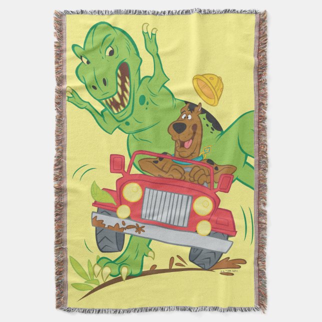 Scooby-Doo T-Rex Attack Throw Blanket (Front Vertical)