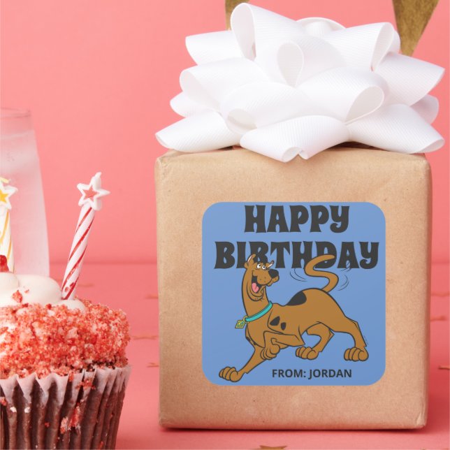 Scooby-Doo Tail Wag | Happy Birthday Square Sticker (Party)