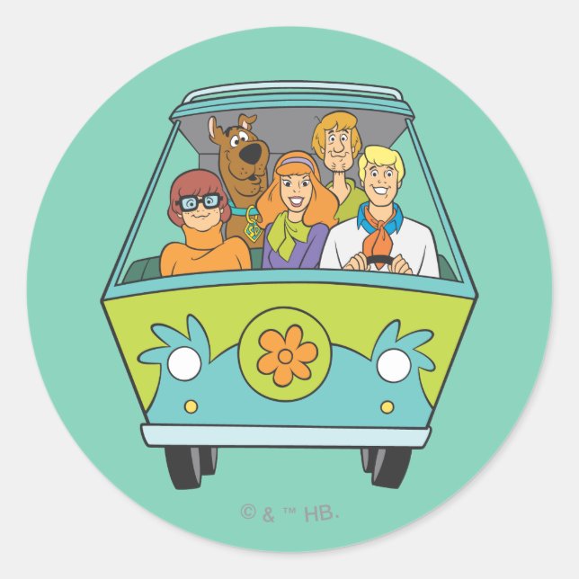Scooby-Doo & The Gang Mystery Machine Classic Round Sticker (Front)