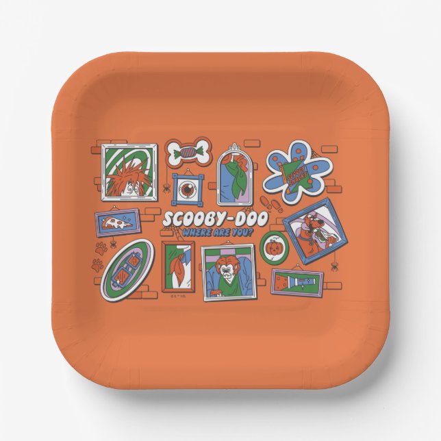 Scooby-Doo Wall of Halloween Picture Frames Paper Plate (Front)