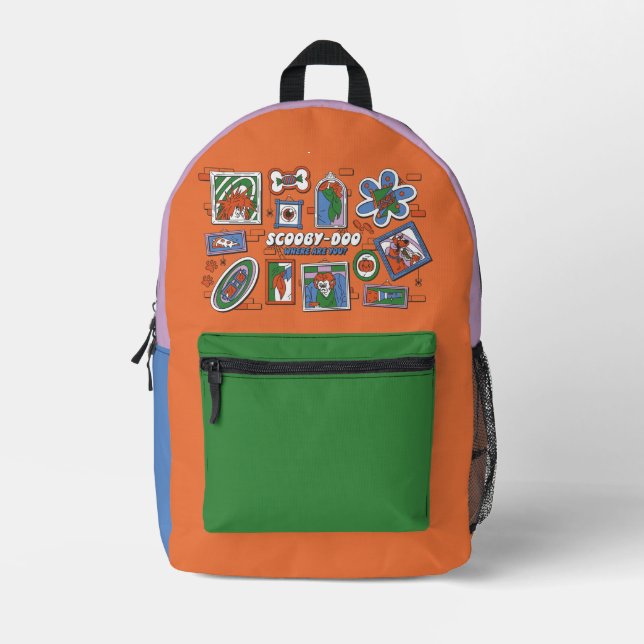 Scooby-Doo Wall of Halloween Picture Frames Printed Backpack (Front)