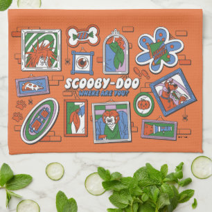 Scooby-Doo Wall of Halloween Picture Frames Tea Towel