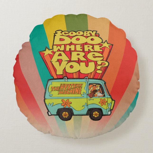 Scooby-Doo | "Where Are You?" Retro Cartoon Van Round Cushion (Front)